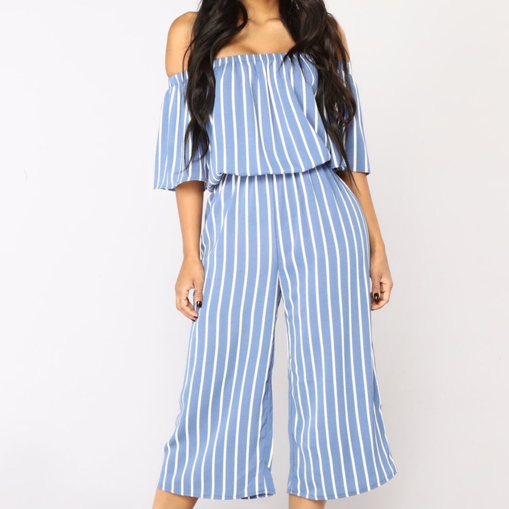 Fashion Nova Salt Water Stripe Jumpsuit